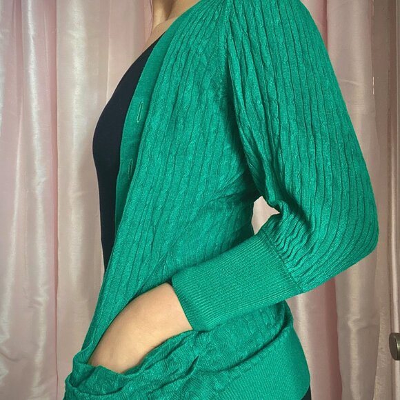 Twelve By Twelve Los Angeles Kelly Green Cardigan - Picture 2 of 5